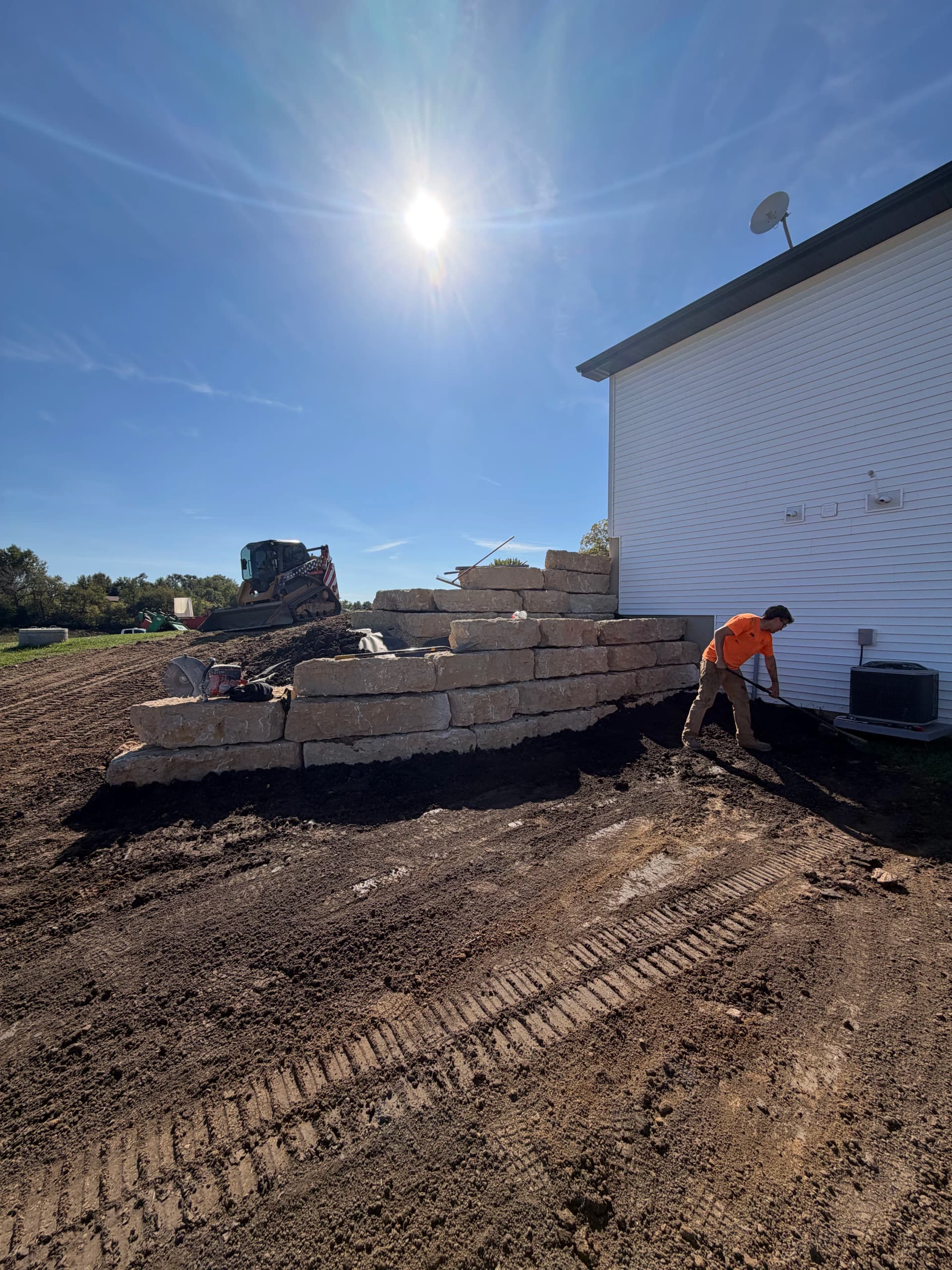Gallery photos for Limestone Retaining Wall Built for Grade and Support in Platteville: Image #1